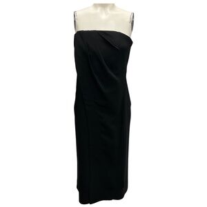 ANINE BING BLACK HALLE STRAPLESS CREPE DRESS